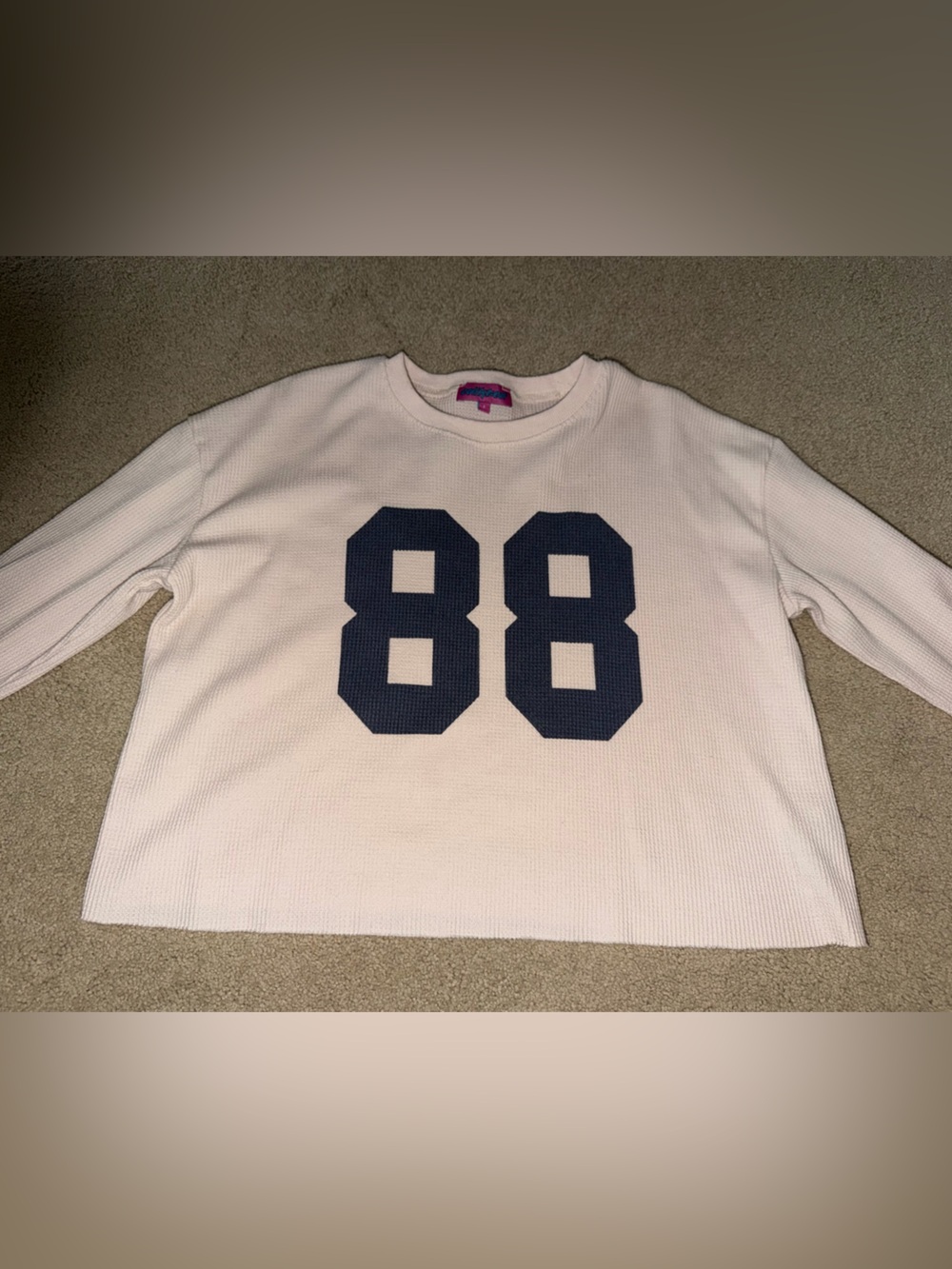Women’s White Knit Top with Navy 88 Graphic